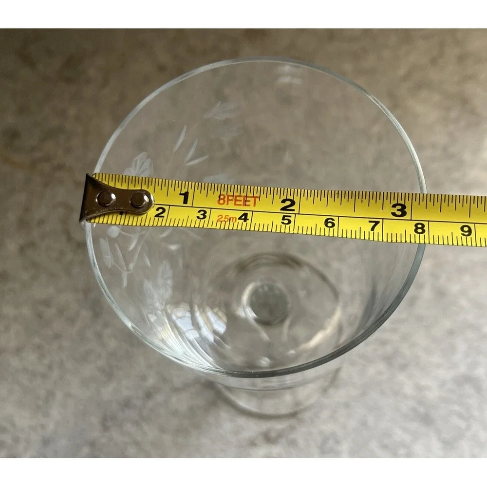 Vintage Etched Frosted Crystal Stemmed Wine Goblet Glass 3